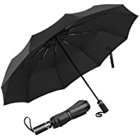 Newdora Paraguas portátil automático cortavientos- plegable- compacto- resistente- ligero- con funda impermeable y 10…